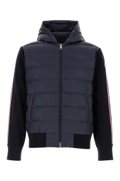 Moncler Wool-lined Hooded Zip-up Sweatshirt In Black