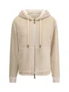Moncler Reversible Hooded Fleece And Shell Cardigan In Brown