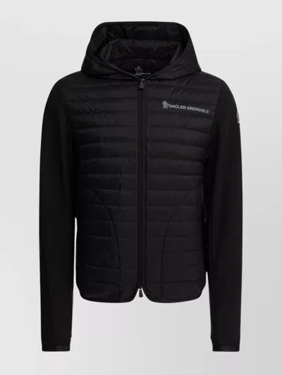 Moncler Knitwear Hooded Jacket Long Sleeves Quilted Texture