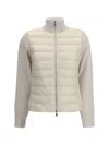 Moncler Nylon Down Jacket With Virgin Wool Inserts In Gray