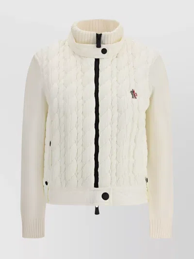 Moncler Knitwear Wool Jacket High Collar In White