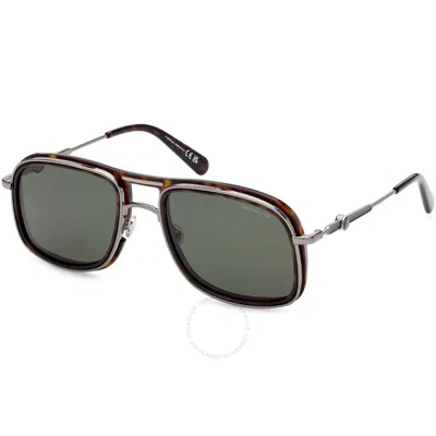 Moncler Kontour Polarized Green Navigator Men's Sunglasses Ml0223 52r 56 In Dark / Green / Ruthenium