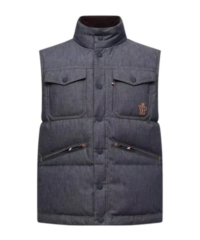 Moncler Krachan Down Denimgilet In Blue