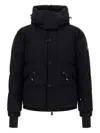 Moncler Down Jacket With Hood And Zippered Pockets In Blue
