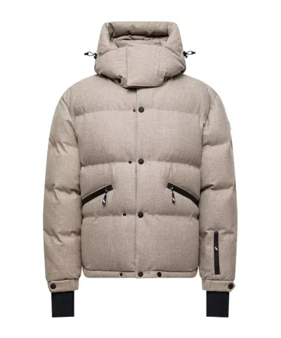 Moncler Krun Hooded Wool Down Ski Jacket In Neutral