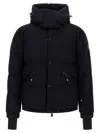Moncler Down Jacket With Hood And Zippered Pockets In Blue
