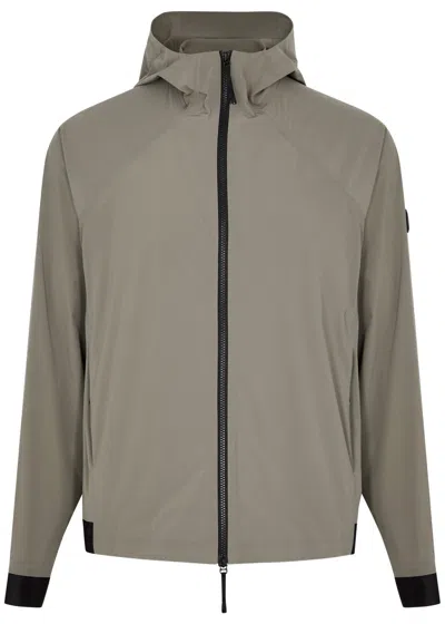 Moncler Kurz Hooded Stretch-nylon Jacket In Beige