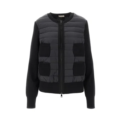 Moncler L And Padded Nylon Cardigan In Black