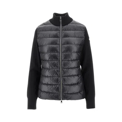 Moncler L And Padded Nylon Cardigan In Black