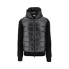Moncler Hooded Quilted Sweater Ribbed Sleeves In Black