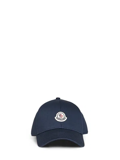 Moncler L20913b0003704863778 Cotton Gabardine Baseball Cap In Blue