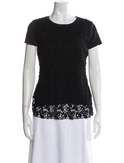 Pre-owned Moncler Lace Pattern Crew Neck Top In Black
