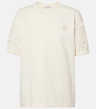 Moncler Lace-trimmed Cotton T-shirt In 034 - White