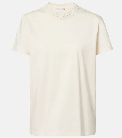 Moncler Lace-trimmed Cotton T-shirt In 034 - White