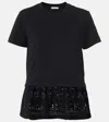 Moncler Lace-trimmed Cotton T-shirt In 999 - Black