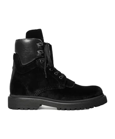 Moncler Lace-up Ankle Boots In Black