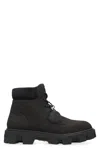 Moncler Lace-up Boots In Suede Leather Peak City In Black