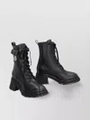 Moncler Lace-up Leather Ankle Boots With Flap Pocket