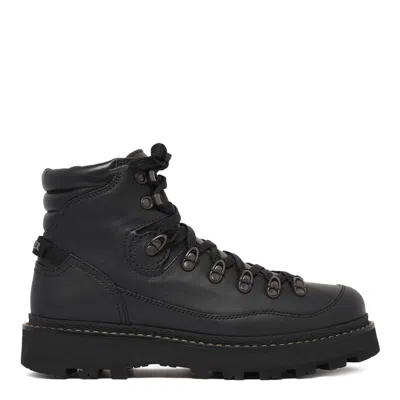 Moncler Lace-up Leather Hiking Boots In Animal Print