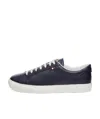 Moncler Lace-up Leather Sneakers In Blue
