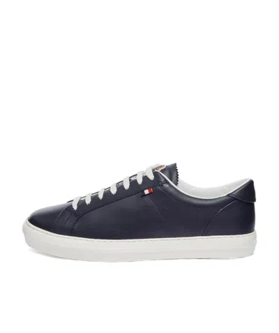 Moncler Lace-up Leather Sneakers In Blue
