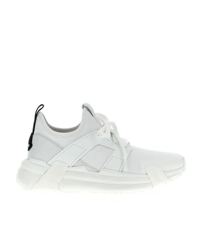 Moncler Lace-up Leather Sneakers In White