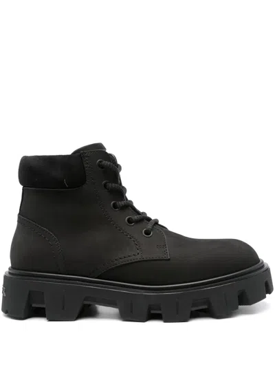 Moncler Lace-up Rubber-sole Boots In Black
