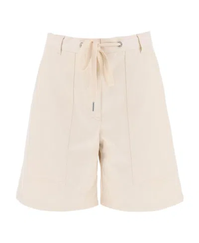 Moncler Lace Up Shorts In Nude