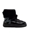 Moncler Insolux M Rubber-trimmed Fleece, Shell And Patent-leather Snow Boots In Black