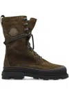 Moncler Lace-up Suede Boots In Green