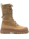 Moncler Lace-up Suede Boots In Neutral