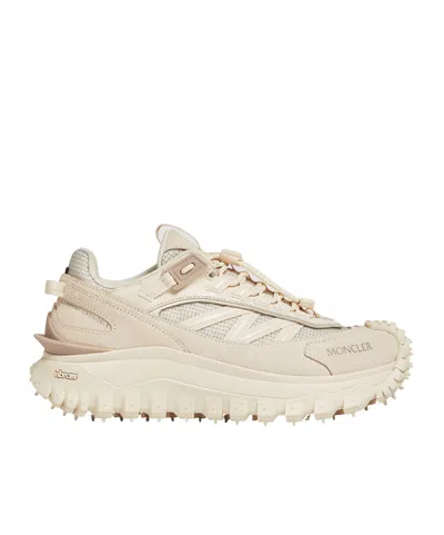 Moncler Laced Sneakers In Nude
