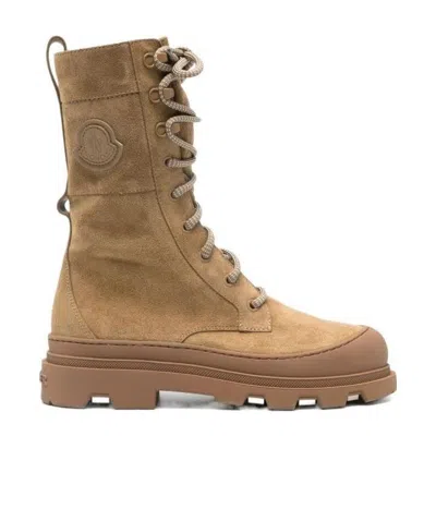 Moncler Lace-up Ankle Boots In Brown