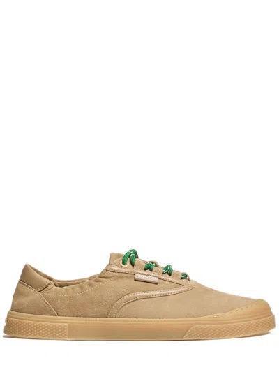 Moncler Lace-up Suede Sneakers With Leather Lining And 2.4 Cm Sole Height In Neutral