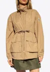 Moncler Iadi Logo Patch Drawstring Jacket In Beige