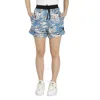 MONCLER MONCLER LADIES AZURINE PALM PRINT DRAWSTRING SILK SHORTS