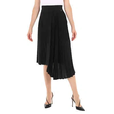 Pre-owned Moncler Ladies Black Asymmetric Pleated Skirt