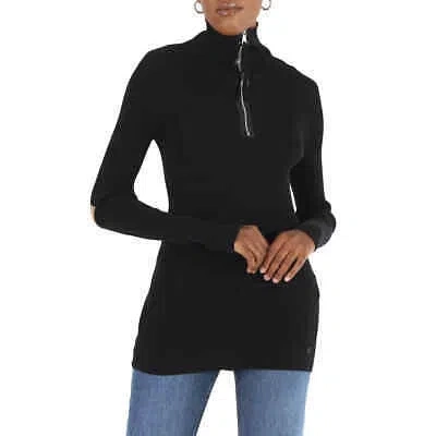 Pre-owned Moncler Ladies Black Ciclista Tricot Cotton Blend Turtleneck Jumper