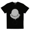 Moncler Ladies Black Logo Printed Crewneck Cotton T-shirt In Black