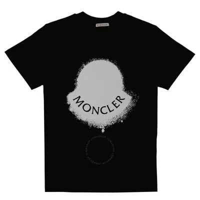Moncler Ladies Black Logo Printed Crewneck Cotton T-shirt