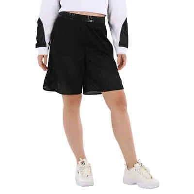 Pre-owned Moncler Ladies Black Logo-waistband Shorts