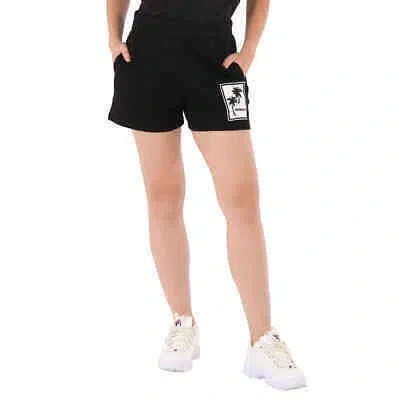 Pre-owned Moncler Ladies Black Palm Motif Logo Shorts