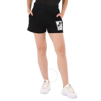 Moncler Ladies Black Palm Motif Logo Shorts