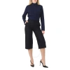 Moncler Ladies Black Wide-leg Cropped Wool Trousers In Black