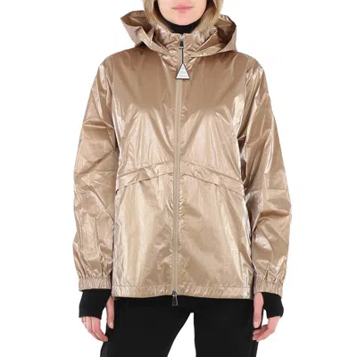 Moncler Ladies Camel Louvois Hooded Jacket In Yellow