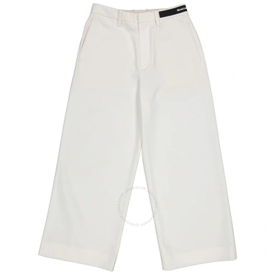Moncler Ladies Cotton Gabardine Cropped Dress Pants In Ivory