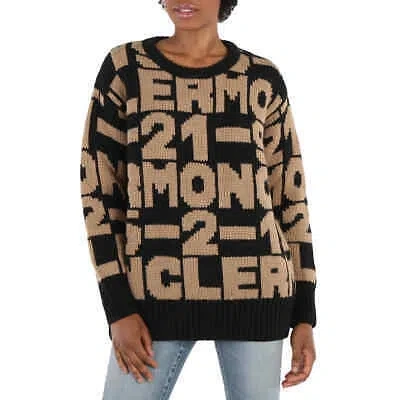 Pre-owned Moncler Ladies Embroidered Knit Sweater In Black