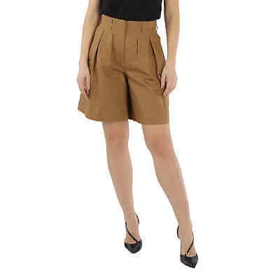 Pre-owned Moncler Ladies Light Brown Tailored Cargo Shorts