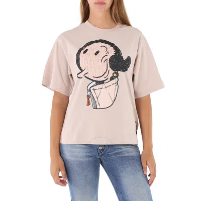 Moncler Ladies Medium Beige Olivia Oyl Graphic Print T-shirt In Neutral