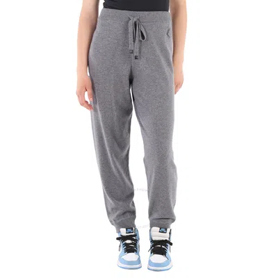 Moncler Ladies Medium Grey Wool And Cashmere Knitted Track Pants In Blue